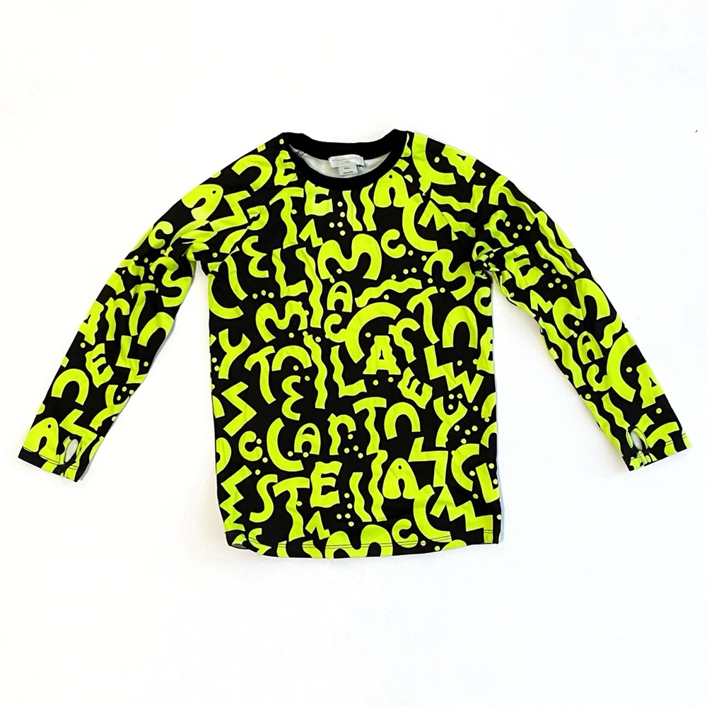 STELLA MCCARTNEY KIDS BLACK YELLOW LOGO PRINT JERSEY TOP PANTS tracksuit SET - Picture 2 of 12